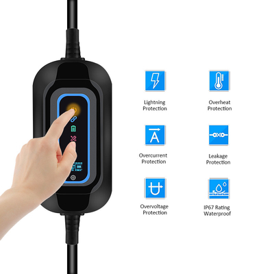 Stasiun listrik mobil portabel dengan logo khusus Tipe B RCD 30mA 6mA Output Current 0-16A
