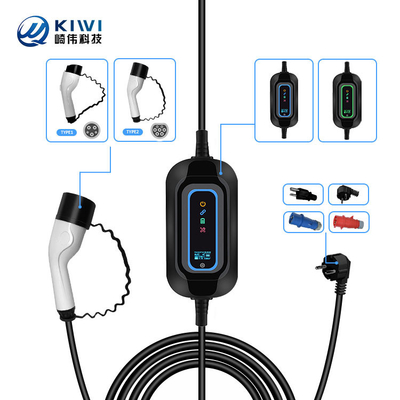 220V KIWI 3.5KW Portable EV Charger Type 2 16A J1772 untuk stasiun pengisian mobil listrik