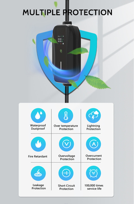 KIWI 11KW Portable EV Charger J1772 Koneksi Tipe 2 untuk Stasiun Pengisian Mobil Listrik