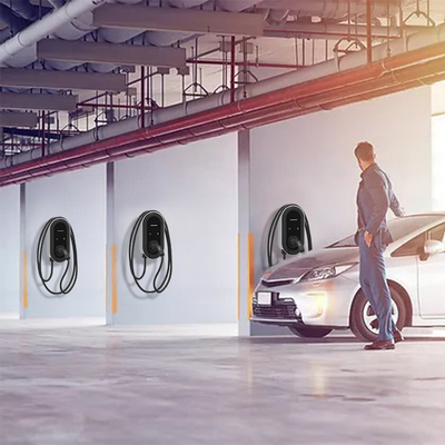 Pengisi daya 7kw 11kw Level 2 AC J1772 Ev yang dipasang di dinding dengan komunikasi RS485 titik ke titik