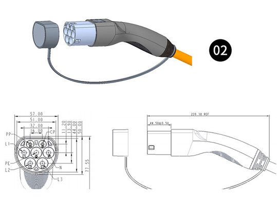 16A-32A Kabel pengisian mobil untuk KIWI EV Portable Electric Energy Vehicle
