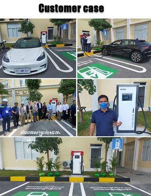 Stasiun Pengisian Cepat EV 60KW 120KW DC Dengan Plug Charge Floor Standing
