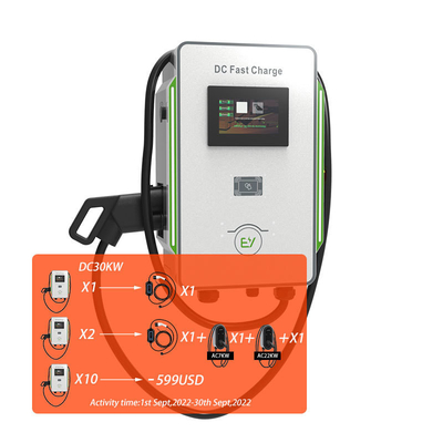 DC Wallbox Charger 30kW 40kW Mobil CCS 40A Cepat EV Charger 600V Frekuensi 50Hz