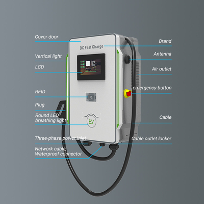 DC Wallbox Charger 30kW 40kW Mobil CCS 40A Cepat EV Charger 600V Frekuensi 50Hz