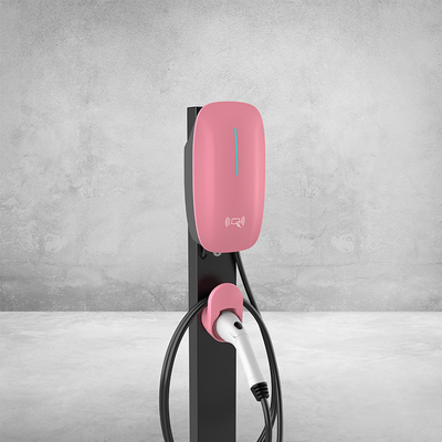 Portable 7kW DC Fast Charging 220V EV Car Charger dengan Sensor Suhu Koneksi dan Stand Lantai yang dipasang di dinding