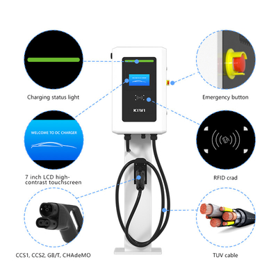 OEM Kendaraan Listrik DC Mobil Cepat Pengisi Daya EV Publik Wallbox 20kW 30kW 40kW Chademo CCS CCS2 2 Stasiun Pengisian EV Single Guns
