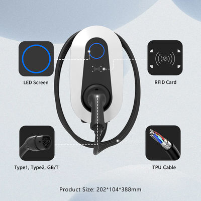 7kW Type1 Type2 GB/T AC EV Charger dengan WiFi Bluetooth 4G